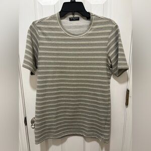 Saks Fifth Avenue Olive Striped Short Sleeve Tee Size S